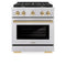 Autograph Edition 30 In. 4.2 Cu. Ft. Paramount Dual Fuel Range With 4 Burner Gas Cooktop And Electric Convection Oven In Stainless Steel With Polished Gold Accents