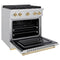 Autograph Edition 30 In. 4.2 Cu. Ft. Paramount Dual Fuel Range With 4 Burner Gas Cooktop And Electric Convection Oven In Stainless Steel With Polished Gold Accents