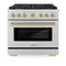 Autograph Edition 36 In. 5.2 Cu. Ft. Paramount Dual Fuel Range With 6 Burner Gas Cooktop And Electric Convection Oven In Stainless Steel With Champagne Bronze Accents