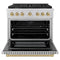 Autograph Edition 36 In. 5.2 Cu. Ft. Paramount Dual Fuel Range With 6 Burner Gas Cooktop And Electric Convection Oven In Stainless Steel With Champagne Bronze Accents