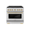 Autograph Edition 36 In. 5.2 Cu. Ft. Paramount Dual Fuel Range With 6 Burner Gas Cooktop And Electric Convection Oven In Stainless Steel With Champagne Bronze Accents