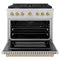 Autograph Edition 36 In. 5.2 Cu. Ft. Paramount Dual Fuel Range With 6 Burner Gas Cooktop And Electric Convection Oven In Stainless Steel With Champagne Bronze Accents