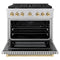 Autograph Edition 36 In. 5.2 Cu. Ft. Paramount Dual Fuel Range With 6 Burner Gas Cooktop And Electric Convection Oven In Stainless Steel With Polished Gold Accents
