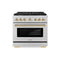 Autograph Edition 36 In. 5.2 Cu. Ft. Paramount Dual Fuel Range With 6 Burner Gas Cooktop And Electric Convection Oven In Stainless Steel With Polished Gold Accents