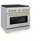 Autograph Edition 36 In. 5.2 Cu. Ft. Paramount Dual Fuel Range With 6 Burner Gas Cooktop And Electric Convection Oven In Stainless Steel With Polished Gold Accents