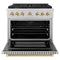 Autograph Edition 36 In. 5.2 Cu. Ft. Paramount Dual Fuel Range With 6 Burner Gas Cooktop And Electric Convection Oven In Stainless Steel With Polished Gold Accents