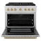 Autograph Edition 36 In. 5.2 Cu. Ft. Paramount Dual Fuel Range With 6 Burner Gas Cooktop And Electric Convection Oven In Stainless Steel With Champagne Bronze Helix Handle And Knob Accents