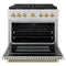 Autograph Edition 36 In. 5.2 Cu. Ft. Paramount Dual Fuel Range With 6 Burner Gas Cooktop And Electric Convection Oven In Stainless Steel With Polished Gold Helix Handle And Knob Accents