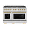 Autograph Edition 48 In. 6.7 Cu. Ft. Paramount Double Oven Dual Fuel Range With 8 Burner Gas Cooktop In Stainless Steel And Champagne Bronze Accents