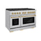 Autograph Edition 48 In. 6.7 Cu. Ft. Paramount Double Oven Dual Fuel Range With 8 Burner Gas Cooktop In Stainless Steel And Champagne Bronze Accents