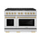 Autograph Edition 48 In. 6.7 Cu. Ft. Paramount Double Oven Dual Fuel Range With 8 Burner Gas Cooktop In Stainless Steel And Champagne Bronze Accents