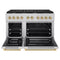 Autograph Edition 48 In. 6.7 Cu. Ft. Paramount Double Oven Dual Fuel Range With 8 Burner Gas Cooktop In Stainless Steel And Champagne Bronze Accents