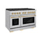 Autograph Edition 48 In. 6.7 Cu. Ft. Paramount Double Oven Dual Fuel Range With 8 Burner Gas Cooktop In Stainless Steel And Polished Gold Accents