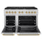 Autograph Edition 48 In. 6.7 Cu. Ft. Paramount Double Oven Dual Fuel Range With 8 Burner Gas Cooktop In Stainless Steel And Polished Gold Helix Handles And Knob Accents