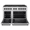 Autograph Edition 48 In. 6.7 Cu. Ft. Paramount Double Oven Dual Fuel Range With 8 Burner Gas Cooktop In Stainless Steel And Matte Black Accents