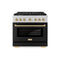 Autograph Edition 36 In. 5.2 Cu. Ft. Paramount Dual Fuel Range With 6 Burner Gas Cooktop And Electric Convection Oven In Stainless Steel With Black Matte Door And Champagne Bronze Accents