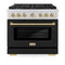 Autograph Edition 36 In. 5.2 Cu. Ft. Paramount Dual Fuel Range With 6 Burner Gas Cooktop And Electric Convection Oven In Stainless Steel With Black Matte Door And Champagne Bronze Accents