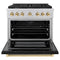 Autograph Edition 36 In. 5.2 Cu. Ft. Paramount Dual Fuel Range With 6 Burner Gas Cooktop And Electric Convection Oven In Stainless Steel With Black Matte Door And Polished Gold Accents