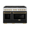 Autograph Edition 48 In. 6.7 Cu. Ft. Paramount Double Oven Dual Fuel Range With 8 Burner Gas Cooktop In Stainless Steel With Black Matte Doors And Champagne Bronze Accents