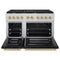 Autograph Edition 48 In. 6.7 Cu. Ft. Paramount Double Oven Dual Fuel Range With 8 Burner Gas Cooktop In Stainless Steel With Black Matte Doors And Champagne Bronze Accents