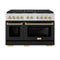Autograph Edition 48 In. 6.7 Cu. Ft. Paramount Double Oven Dual Fuel Range With 8 Burner Gas Cooktop In Stainless Steel With Black Matte Doors And Polished Gold Accents