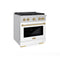 Autograph Edition 30 In. 4.2 Cu. Ft. Paramount Dual Fuel Range With 4 Burner Gas Cooktop And Electric Convection Oven In Stainless Steel With White Matte Door And Champagne Bronze Accents
