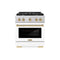 Autograph Edition 30 In. 4.2 Cu. Ft. Paramount Dual Fuel Range With 4 Burner Gas Cooktop And Electric Convection Oven In Stainless Steel With White Matte Door And Champagne Bronze Accents