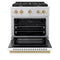 Autograph Edition 30 In. 4.2 Cu. Ft. Paramount Dual Fuel Range With 4 Burner Gas Cooktop And Electric Convection Oven In Stainless Steel With White Matte Door And Champagne Bronze Accents