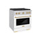 Autograph Edition 30 In. 4.2 Cu. Ft. Paramount Dual Fuel Range With 4 Burner Gas Cooktop And Electric Convection Oven In Stainless Steel With White Matte Door And Polished Gold Accents