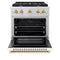 Autograph Edition 30 In. 4.2 Cu. Ft. Paramount Dual Fuel Range With 4 Burner Gas Cooktop And Electric Convection Oven In Stainless Steel With White Matte Door And Polished Gold Accents