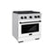 Autograph Edition 30 In. 4.2 Cu. Ft. Paramount Dual Fuel Range With 4 Burner Gas Cooktop And Electric Convection Oven In Stainless Steel With White Matte Door And Matte Black Accents