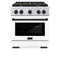 Autograph Edition 30 In. 4.2 Cu. Ft. Paramount Dual Fuel Range With 4 Burner Gas Cooktop And Electric Convection Oven In Stainless Steel With White Matte Door And Matte Black Accents