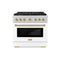 Autograph Edition 36 In. 5.2 Cu. Ft. Paramount Dual Fuel Range With 6 Burner Gas Cooktop And Electric Convection Oven In Stainless Steel With White Matte Door And Champagne Bronze Accents
