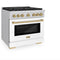 Autograph Edition 36 In. 5.2 Cu. Ft. Paramount Dual Fuel Range With 6 Burner Gas Cooktop And Electric Convection Oven In Stainless Steel With White Matte Door And Champagne Bronze Accents