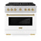 Autograph Edition 36 In. 5.2 Cu. Ft. Paramount Dual Fuel Range With 6 Burner Gas Cooktop And Electric Convection Oven In Stainless Steel With White Matte Door And Champagne Bronze Accents
