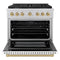 Autograph Edition 36 In. 5.2 Cu. Ft. Paramount Dual Fuel Range With 6 Burner Gas Cooktop And Electric Convection Oven In Stainless Steel With White Matte Door And Champagne Bronze Accents