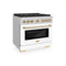 Autograph Edition 36 In. 5.2 Cu. Ft. Paramount Dual Fuel Range With 6 Burner Gas Cooktop And Electric Convection Oven In Stainless Steel With White Matte Door And Polished Gold Accents