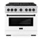 Autograph Edition 36 In. 5.2 Cu. Ft. Paramount Dual Fuel Range With 6 Burner Gas Cooktop And Electric Convection Oven In Stainless Steel With White Matte Door And Matte Black Accents