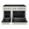 Autograph Edition 48 In. 6.7 Cu. Ft. Paramount Double Oven Dual Fuel Range With 8 Burner Gas Cooktop In Stainless Steel With White Matte Doors And Champagne Bronze Accents