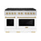 Autograph Edition 48 In. 6.7 Cu. Ft. Paramount Double Oven Dual Fuel Range With 8 Burner Gas Cooktop In Stainless Steel With White Matte Doors And Champagne Bronze Accents
