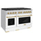 Autograph Edition 48 In. 6.7 Cu. Ft. Paramount Double Oven Dual Fuel Range With 8 Burner Gas Cooktop In Stainless Steel With White Matte Doors And Champagne Bronze Accents