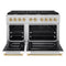 Autograph Edition 48 In. 6.7 Cu. Ft. Paramount Double Oven Dual Fuel Range With 8 Burner Gas Cooktop In Stainless Steel With White Matte Doors And Champagne Bronze Accents