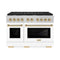 Autograph Edition 48 In. 6.7 Cu. Ft. Paramount Double Oven Dual Fuel Range With 8 Burner Gas Cooktop In Stainless Steel With White Matte Doors And Polished Gold Accents