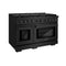 48 In. 6.7 Cu. Ft. Paramount Double Oven Gas Range With 8 Burner Cooktop In Black Stainless Steel
