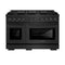 48 In. 6.7 Cu. Ft. Paramount Double Oven Gas Range With 8 Burner Cooktop In Black Stainless Steel