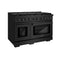 48 In. 6.7 Cu. Ft. Paramount Double Oven Gas Range In Black Stainless Steel With 8 Brass Burners