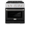 30 In. 4.2 Cu. Ft. Paramount Gas Range With 4 Burner Gas Cooktop And Convection Gas Oven In Stainless Steel With Black Matte Door