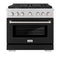 36 In. 5.2 Cu. Ft. Paramount Gas Range With 6 Burner Cooktop And Convection Gas Oven In Stainless Steel With Black Matte Door