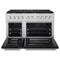 48 In. 6.7 Cu. Ft. Paramount Double Oven Gas Range With 8 Burner Cooktop In Stainless Steel With Black Matte Doors