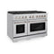 48 In. 6.7 Cu. Ft. Paramount Double Oven Gas Range In Stainless Steel With 8 Brass Burners